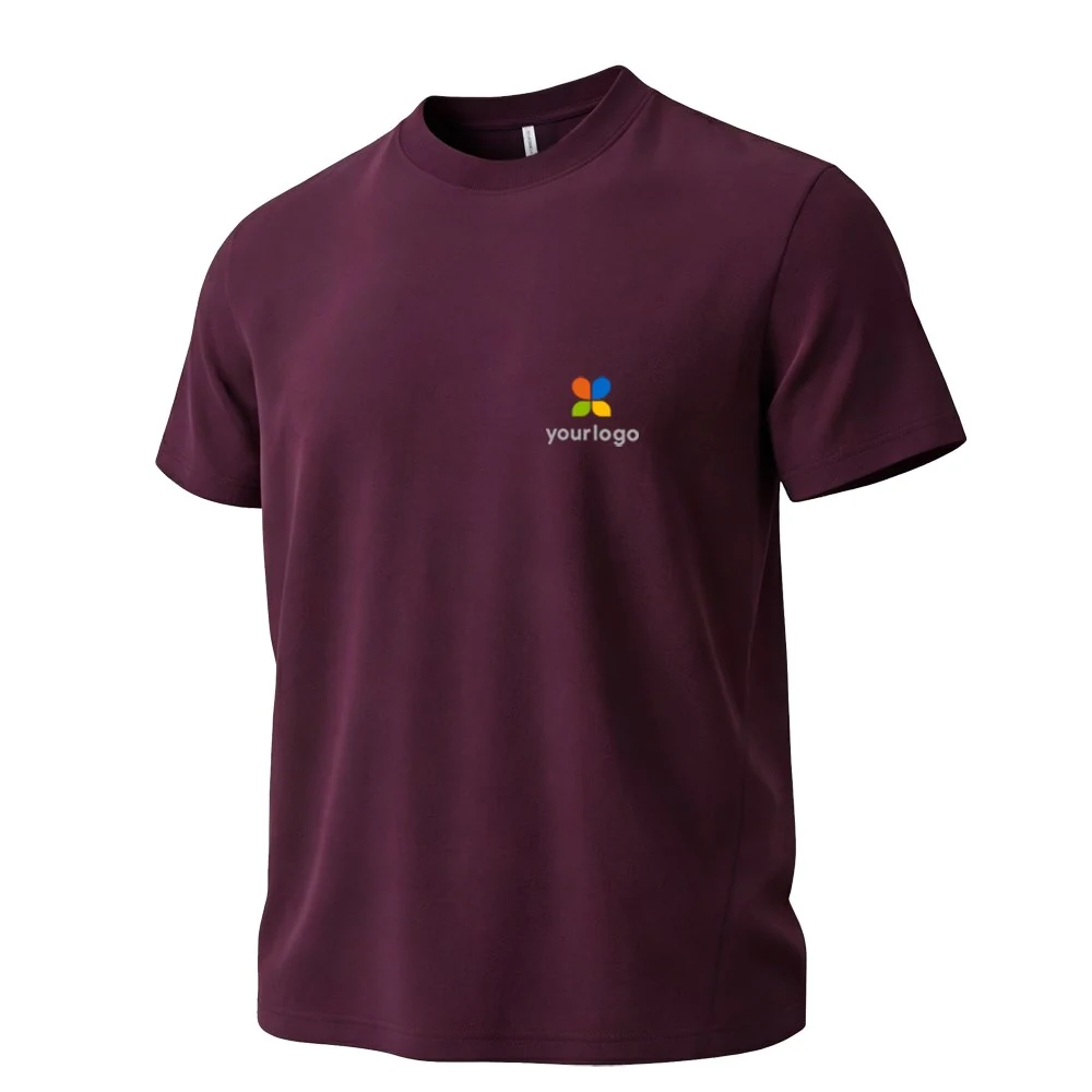 Vibrant 60S Ice Silk T-shirt features a maroon base with a bold 3D custom logo and rainbow chest design. Ultra-soft, antibacterial, and quick-drying, this multi-color summer commuter shirt combines style and functionality. Detailed product photography highlights holographic graphics on a white background, showcasing premium computer-generated design and versatile wearability for modern fashion.