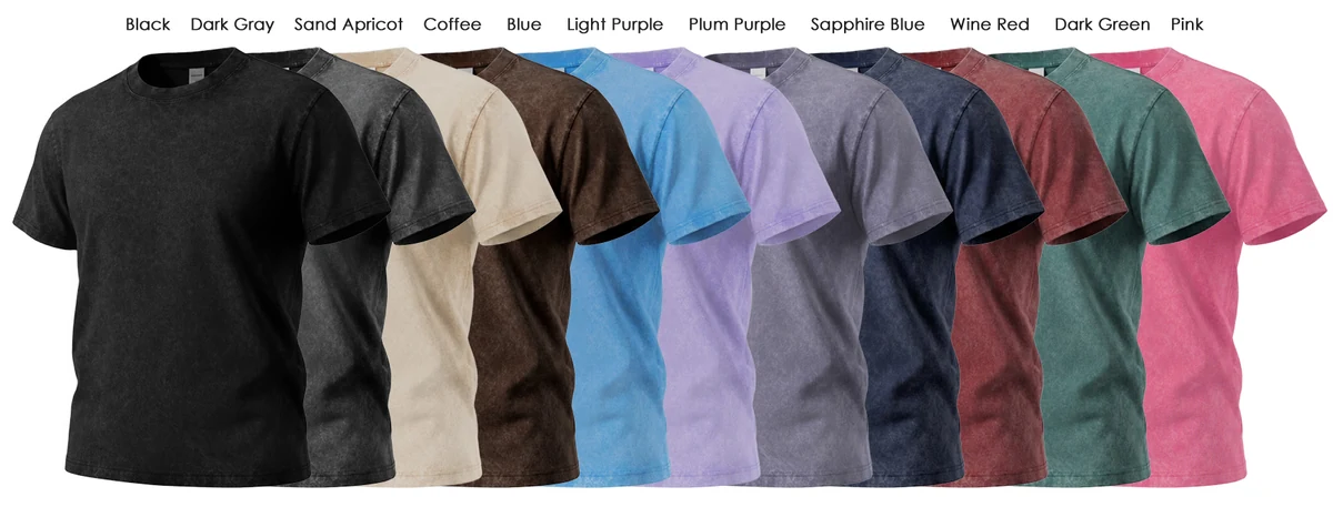 270G Heavyweight Pure Cotton Washed and Aged Snowflake Short Sleeve T-Shirt (FJ001)