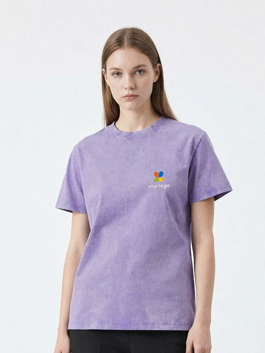 Light Purple Customize T Shirt Snowflake Washed