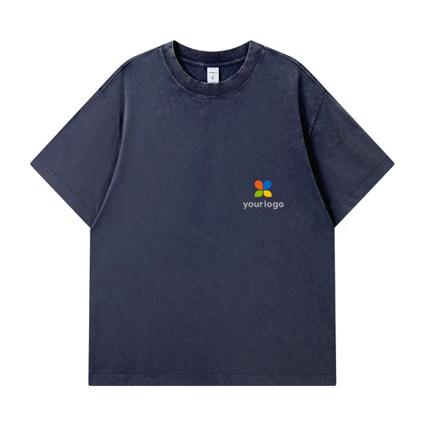 Sapphire Blue Custom Print Snowflake Washed T Sh