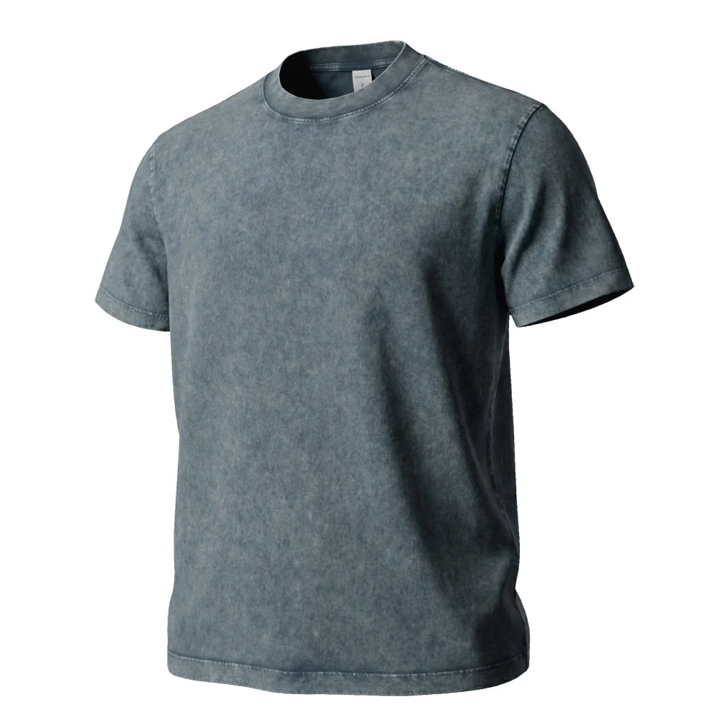 230G Heavy Pure Cotton Washed Vintage Snowflake T-Shirt (FJ004)
