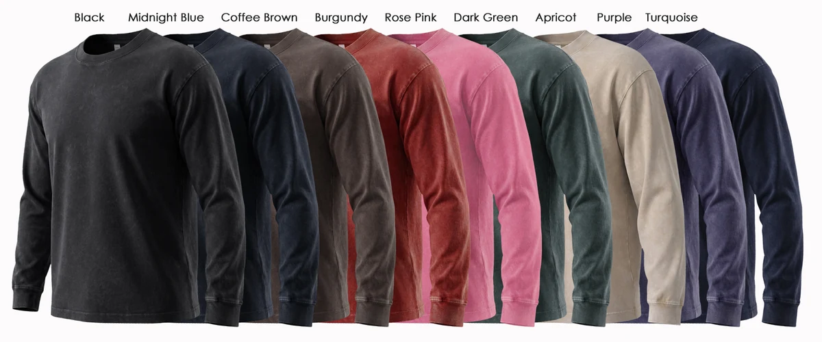 275G Heavyweight 100% Cotton Washed Vintage Snowflake Long Sleeve (FJ006)