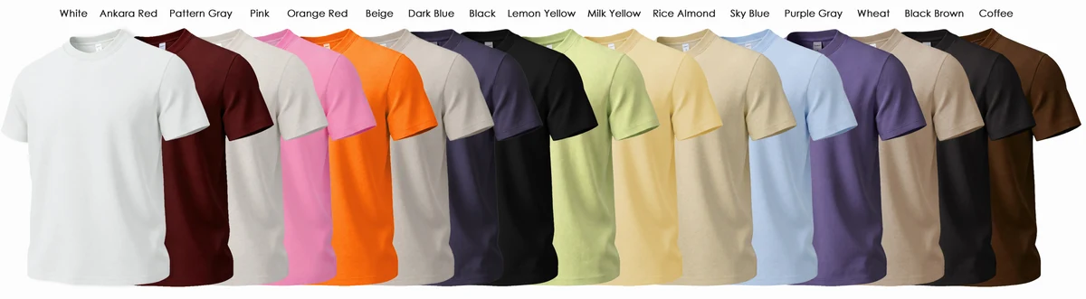 a T350 heavyweight cotton T-shirt in multiple colors, made from 21-count double yarn fabric. It features moisture-wicking and breathable properties, ideal as a comfortable base layer. Designed for durability and airflow, this 350g premium cotton tee offers excellent comfort and performance in various conditions.
