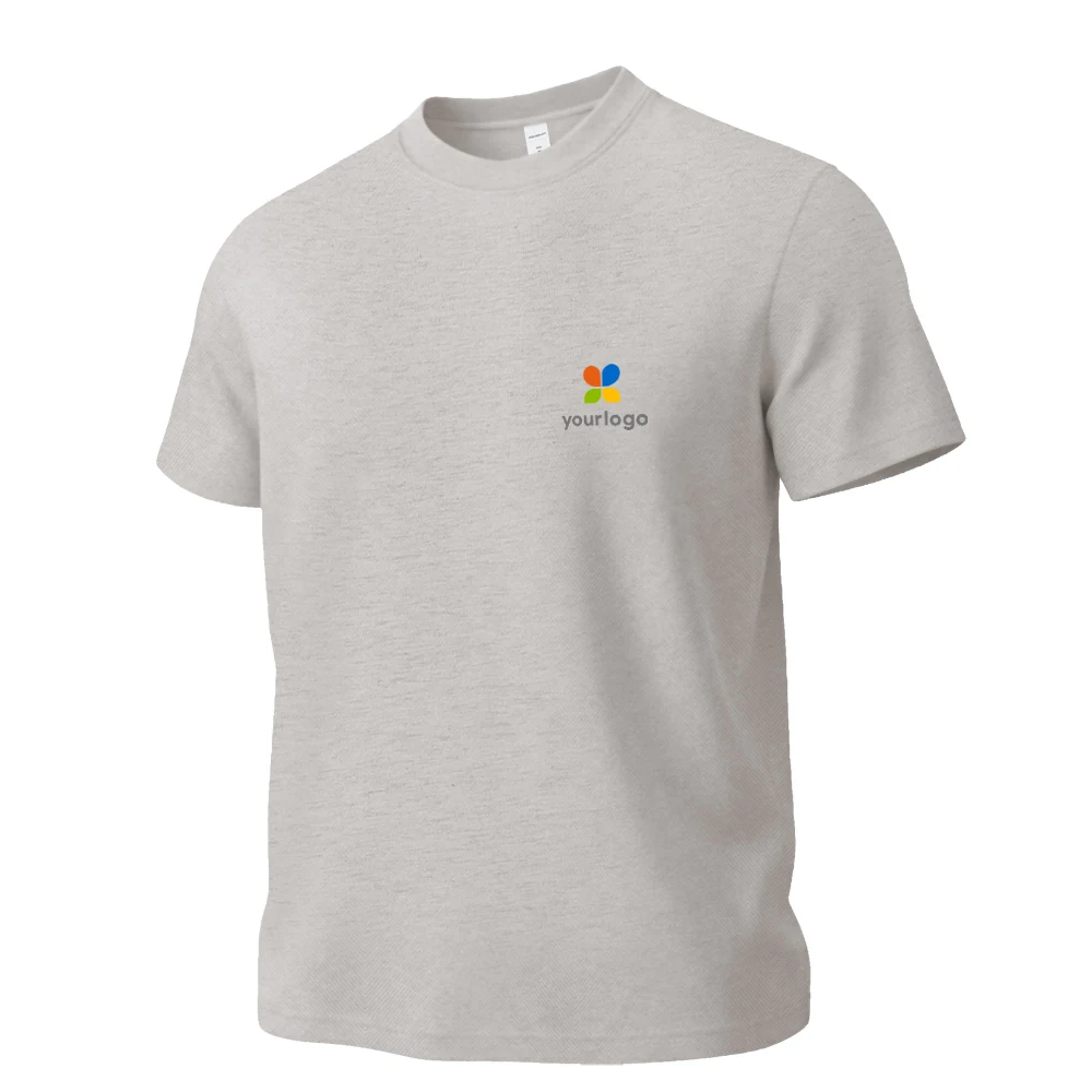 White T-shirt featuring a vibrant rainbow logo and balloon design on the chest, set against a mottled gray background. Designed for outdoor activities, it offers a basic, versatile style with moisture-wicking, breathable double yarn fabric. Ideal as a lightweight base layer for active wear.