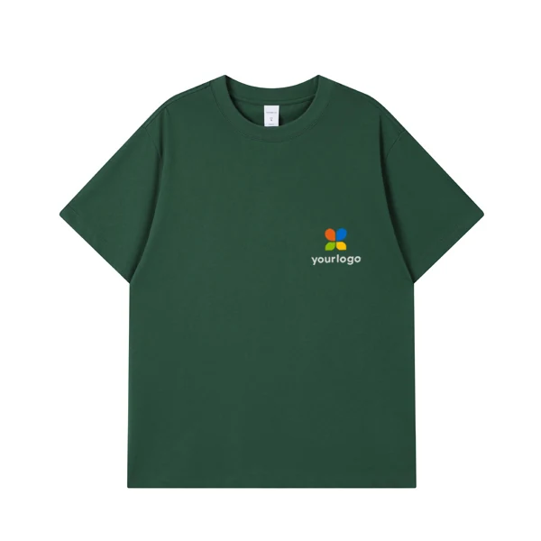 Soft, skin-friendly olive green T-shirt featuring the word youreng and a vibrant rainbow logo on the chest against a white background. Ideal for campus outfits, street style looks, or outdoor activities, this green computer graphics-inspired design blends neo-figurative art with casual comfort.